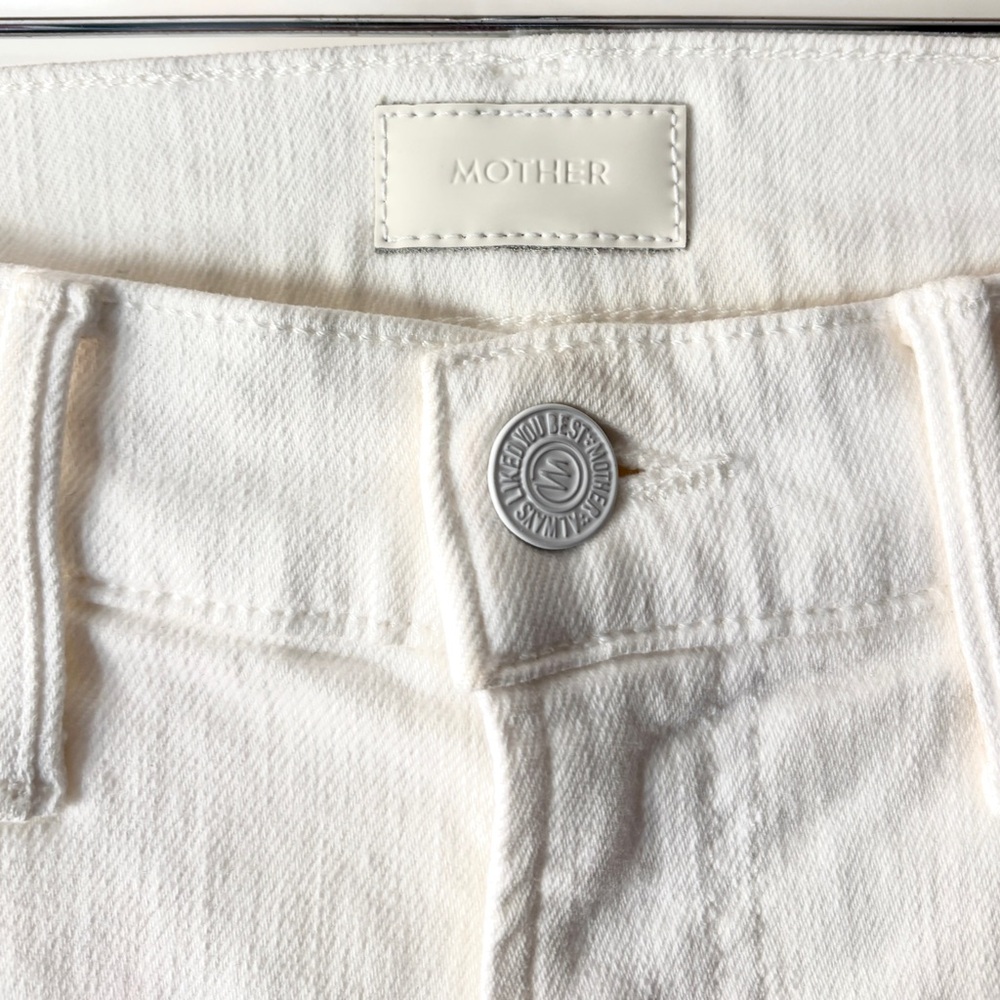 MOTHER The Insider Crop Step Fray White Jeans In Fairest Of Them All Size 24 - Picture 5 of 16